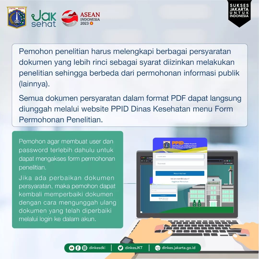 Syarat Akun & Unggah Dokumen Permohonan Penelitian PPID Dinkes DKI