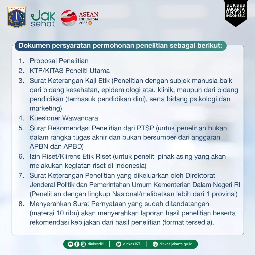 Dokumen Persyaratan Permohonan Penelitian PPID Dinkes DKI Jakarta
