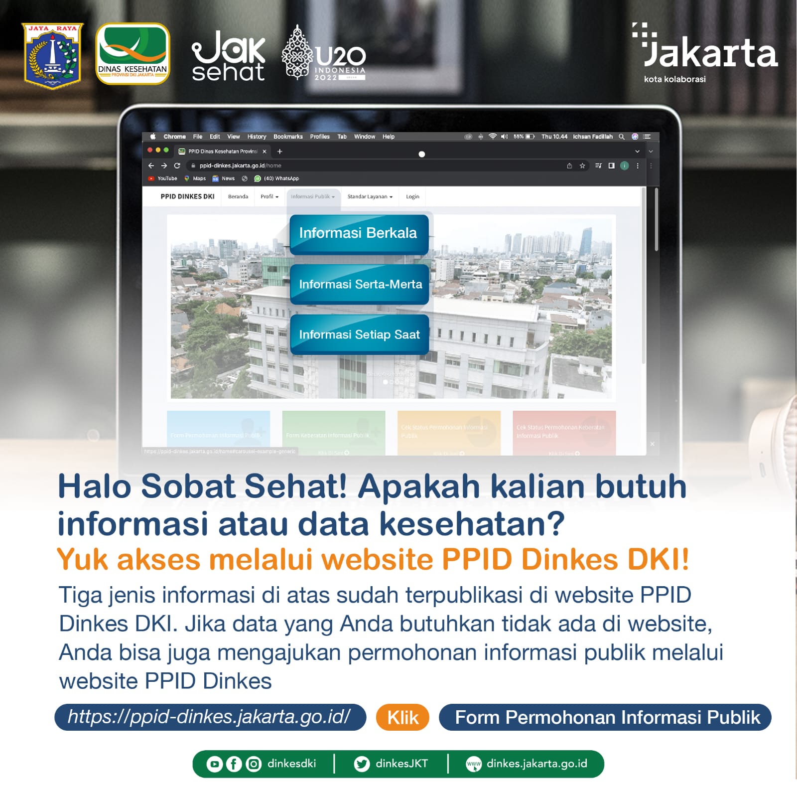 Layanan Informasi & Data Kesehatan Melalui Website PPID Dinkes DKI